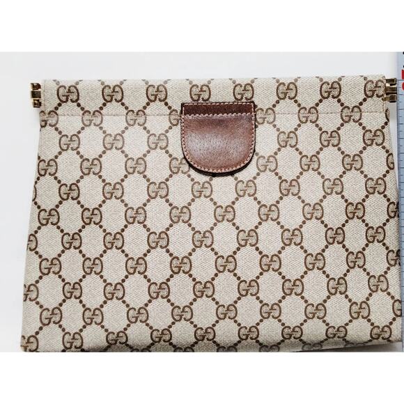 Vintage Gucci Clutch Bag Brown PVC - Picture 2 of 10